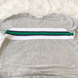 kinda cropped t shirt striped grey green white